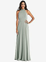 Alt View 1 Thumbnail - Willow Green High Neck Halter Backless Maxi Dress