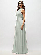 Alt View 6 Thumbnail - Willow Green High Neck Halter Backless Maxi Dress