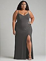 Alt View 1 Thumbnail - Caviar Gray Tie-Back Cutout Maxi Dress with Front Slit