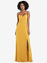 Front View Thumbnail - NYC Yellow Tie-Back Cutout Maxi Dress with Front Slit