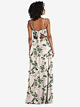 Rear View Thumbnail - Palm Beach Print Tie-Back Cutout Maxi Dress with Front Slit