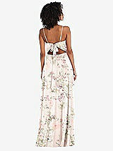 Rear View Thumbnail - Blush Garden Tie-Back Cutout Maxi Dress with Front Slit