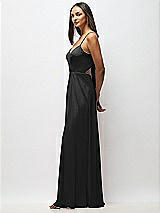 Alt View 2 Thumbnail - Black Tie-Back Cutout Maxi Dress with Front Slit
