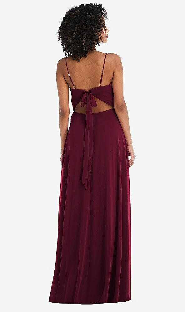 Back View - Cabernet Tie-Back Cutout Maxi Dress with Front Slit