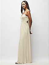 Alt View 2 Thumbnail - Champagne Tie-Back Cutout Maxi Dress with Front Slit