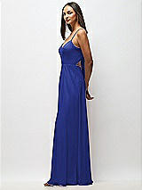 Alt View 2 Thumbnail - Cobalt Blue Tie-Back Cutout Maxi Dress with Front Slit