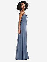 Side View Thumbnail - Larkspur Blue Tie-Back Cutout Maxi Dress with Front Slit