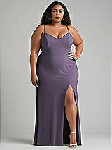 Alt View 1 Thumbnail - Lavender Tie-Back Cutout Maxi Dress with Front Slit