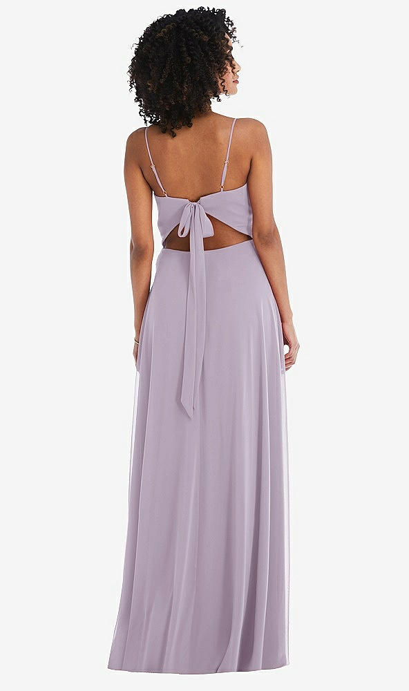 Back View - Lilac Haze Tie-Back Cutout Maxi Dress with Front Slit