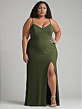 Alt View 1 Thumbnail - Olive Green Tie-Back Cutout Maxi Dress with Front Slit