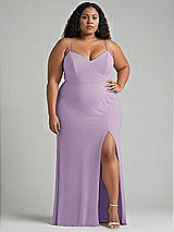 Alt View 1 Thumbnail - Pale Purple Tie-Back Cutout Maxi Dress with Front Slit