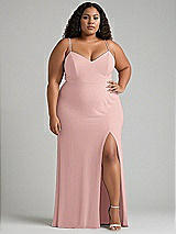 Alt View 1 Thumbnail - Rose - PANTONE Rose Quartz Tie-Back Cutout Maxi Dress with Front Slit