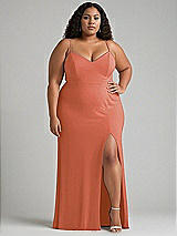 Alt View 1 Thumbnail - Terracotta Copper Tie-Back Cutout Maxi Dress with Front Slit