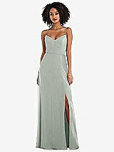 Front View Thumbnail - Willow Green Tie-Back Cutout Maxi Dress with Front Slit