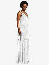 Side View Thumbnail - Bleu Garden Deep V-Neck Chiffon Maxi Dress