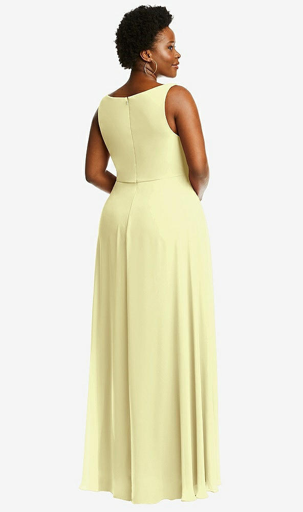 Back View - Butter Yellow Deep V-Neck Chiffon Maxi Dress