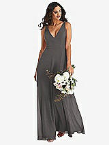 Alt View 1 Thumbnail - Caviar Gray Deep V-Neck Chiffon Maxi Dress