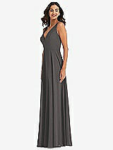 Alt View 4 Thumbnail - Caviar Gray Deep V-Neck Chiffon Maxi Dress