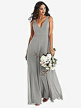 Alt View 1 Thumbnail - Chelsea Gray Deep V-Neck Chiffon Maxi Dress