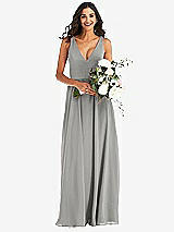 Alt View 2 Thumbnail - Chelsea Gray Deep V-Neck Chiffon Maxi Dress