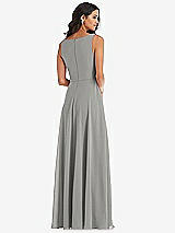 Alt View 5 Thumbnail - Chelsea Gray Deep V-Neck Chiffon Maxi Dress