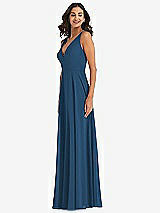 Alt View 4 Thumbnail - Dusk Blue Deep V-Neck Chiffon Maxi Dress