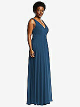 Side View Thumbnail - Dusk Blue Deep V-Neck Chiffon Maxi Dress