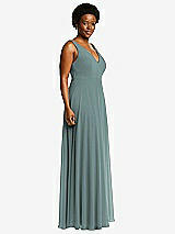 Side View Thumbnail - Icelandic Deep V-Neck Chiffon Maxi Dress