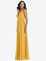 Alt View 4 Thumbnail - NYC Yellow Deep V-Neck Chiffon Maxi Dress