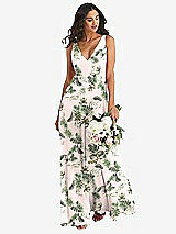 Alt View 1 Thumbnail - Palm Beach Print Deep V-Neck Chiffon Maxi Dress