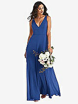 Alt View 1 Thumbnail - Classic Blue Deep V-Neck Chiffon Maxi Dress