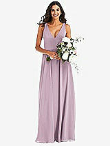 Alt View 2 Thumbnail - Suede Rose Deep V-Neck Chiffon Maxi Dress