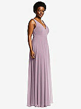 Side View Thumbnail - Suede Rose Deep V-Neck Chiffon Maxi Dress