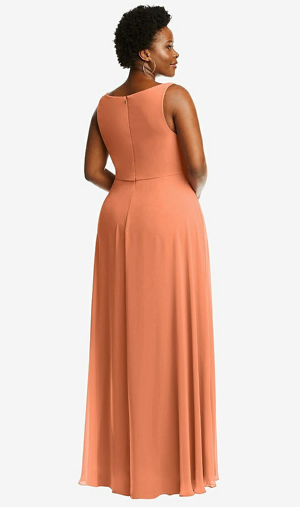 Back View - Sweet Melon Deep V-Neck Chiffon Maxi Dress