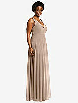 Side View Thumbnail - Topaz Deep V-Neck Chiffon Maxi Dress