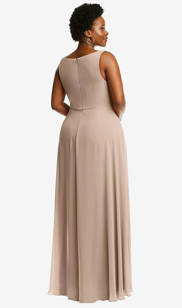 Back View - Topaz Deep V-Neck Chiffon Maxi Dress