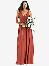 Alt View 2 Thumbnail - Amber Sunset Deep V-Neck Chiffon Maxi Dress