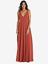 Alt View 3 Thumbnail - Amber Sunset Deep V-Neck Chiffon Maxi Dress