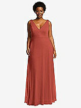 Front View Thumbnail - Amber Sunset Deep V-Neck Chiffon Maxi Dress