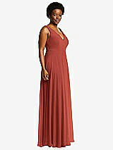 Side View Thumbnail - Amber Sunset Deep V-Neck Chiffon Maxi Dress