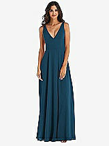 Alt View 3 Thumbnail - Atlantic Blue Deep V-Neck Chiffon Maxi Dress