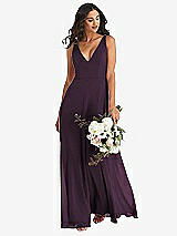 Alt View 1 Thumbnail - Aubergine Deep V-Neck Chiffon Maxi Dress