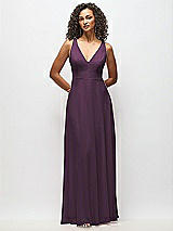 Alt View 6 Thumbnail - Aubergine Deep V-Neck Chiffon Maxi Dress