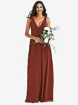 Alt View 2 Thumbnail - Auburn Moon Deep V-Neck Chiffon Maxi Dress