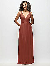 Alt View 6 Thumbnail - Auburn Moon Deep V-Neck Chiffon Maxi Dress