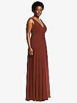 Side View Thumbnail - Auburn Moon Deep V-Neck Chiffon Maxi Dress