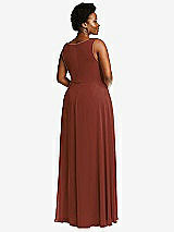 Rear View Thumbnail - Auburn Moon Deep V-Neck Chiffon Maxi Dress