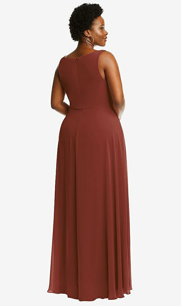 Back View - Auburn Moon Deep V-Neck Chiffon Maxi Dress