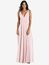 Alt View 3 Thumbnail - Ballet Pink Deep V-Neck Chiffon Maxi Dress