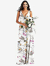 Alt View 2 Thumbnail - Butterfly Botanica Ivory Deep V-Neck Chiffon Maxi Dress